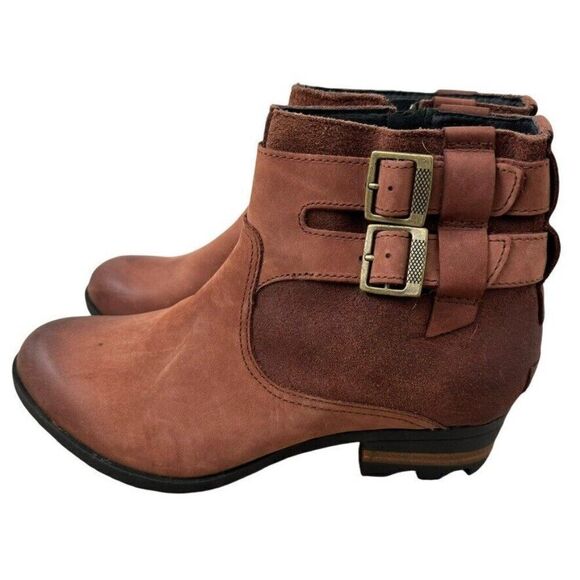 NWT Sorel Women’s Lolla Rust Red Leather Ankle Bootie in Buffalo Sz 9 - Picture 7 of 10